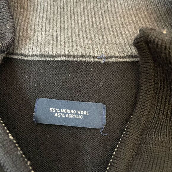 Black Sweater| Merino wool| size Mens Medium| 1/4 zip| Casual - Picture 7 of 8